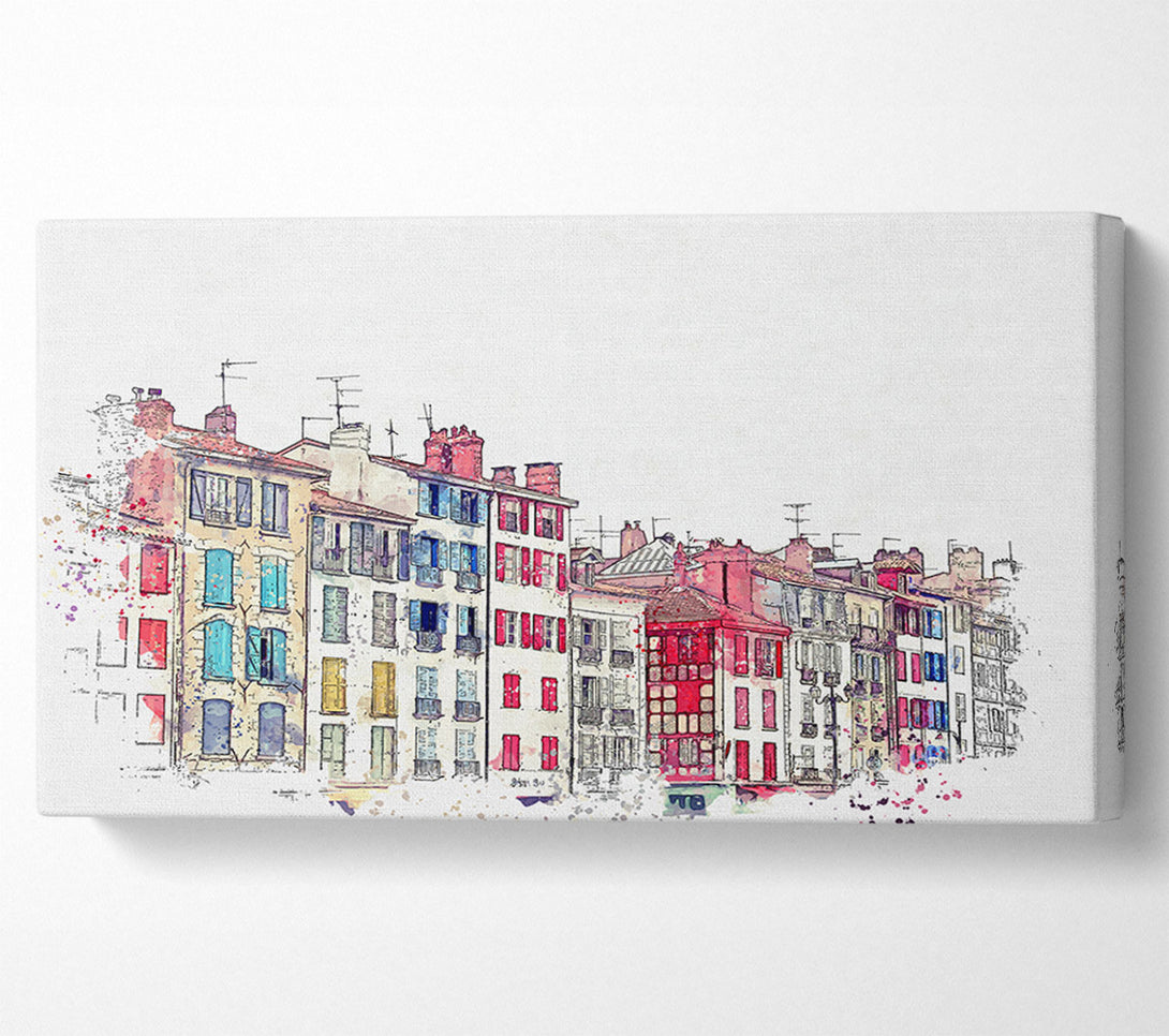  A Canvas Print of French Town Splatter Canvas Wall Art