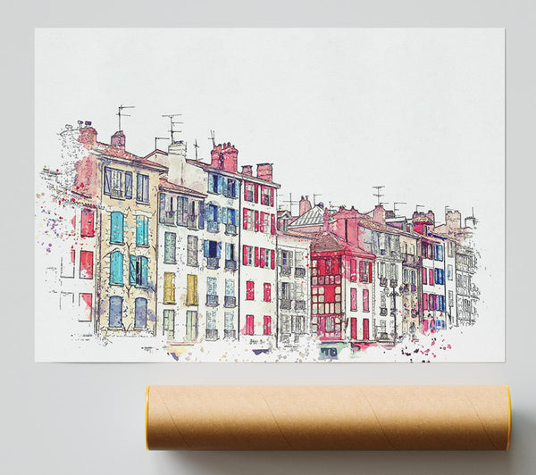 French Town Splatter Poster