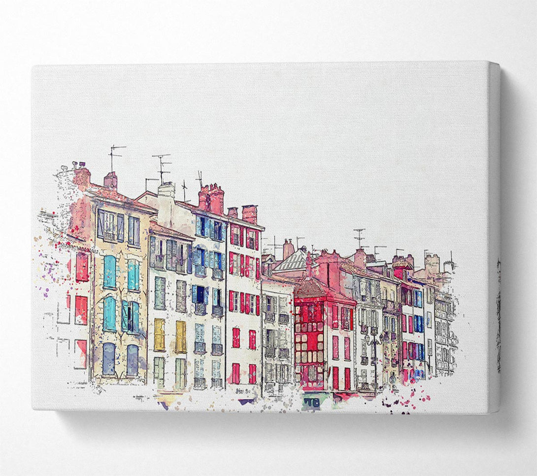  A Canvas Print of French Town Splatter Canvas Wall Art