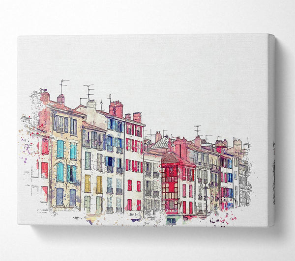  A Canvas Print of French Town Splatter Canvas Wall Art