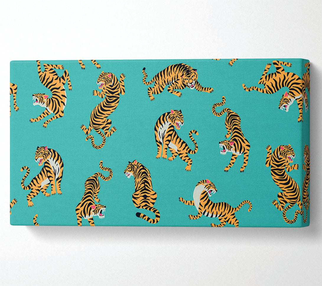  A Canvas Print of Turquoise Tiger Pattern Canvas Wall Art