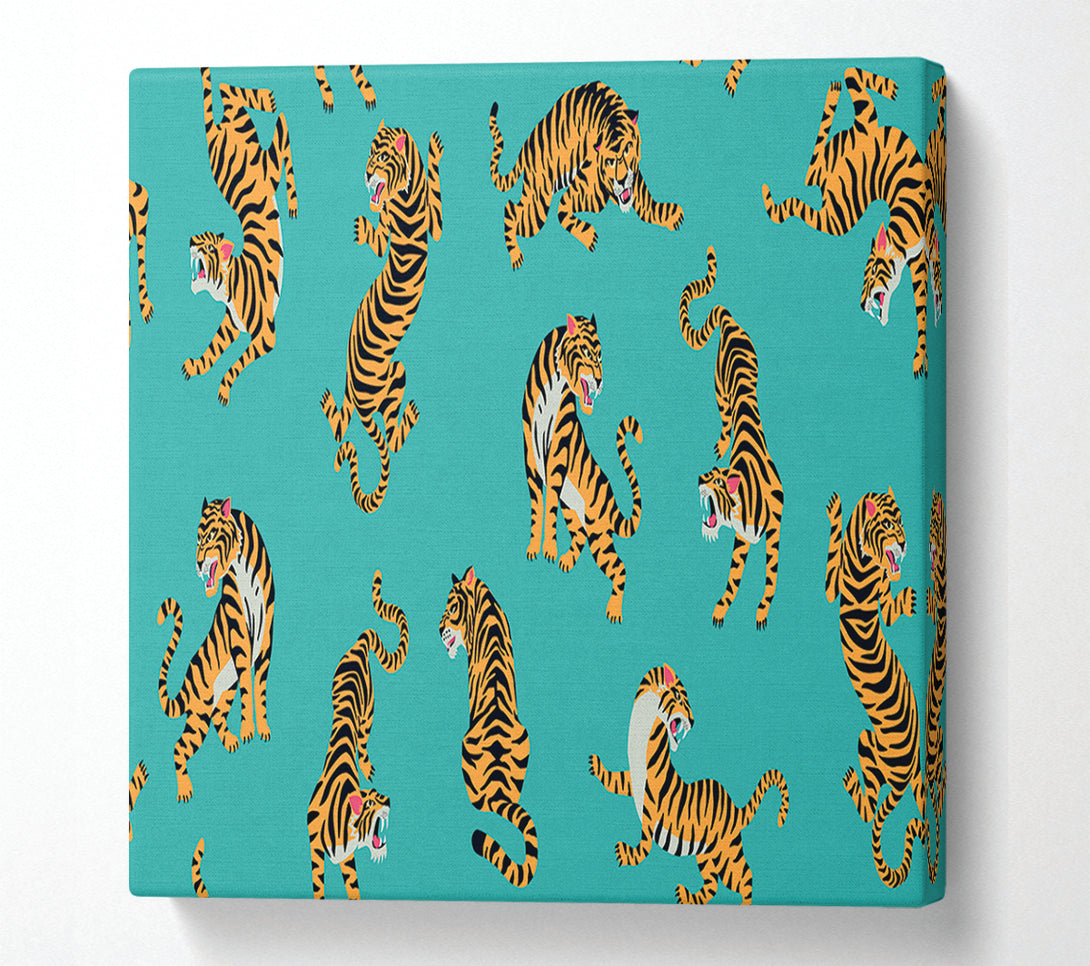  A Canvas Print of Turquoise Tiger Pattern Canvas Wall Art
