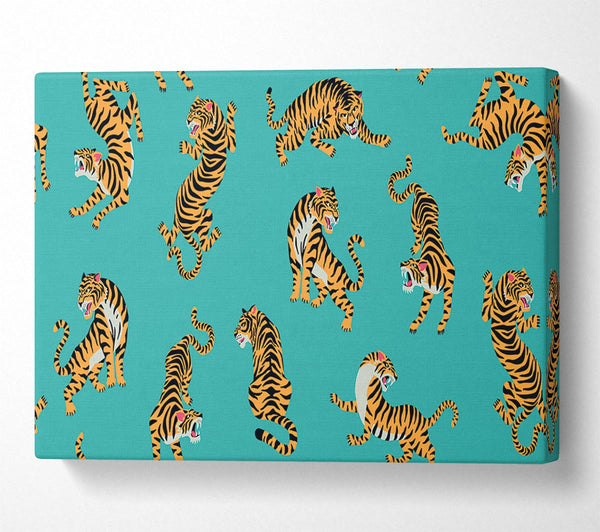  A Canvas Print of Turquoise Tiger Pattern Canvas Wall Art