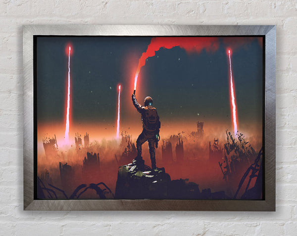 Lifting The Smoke Grenade Framed Print