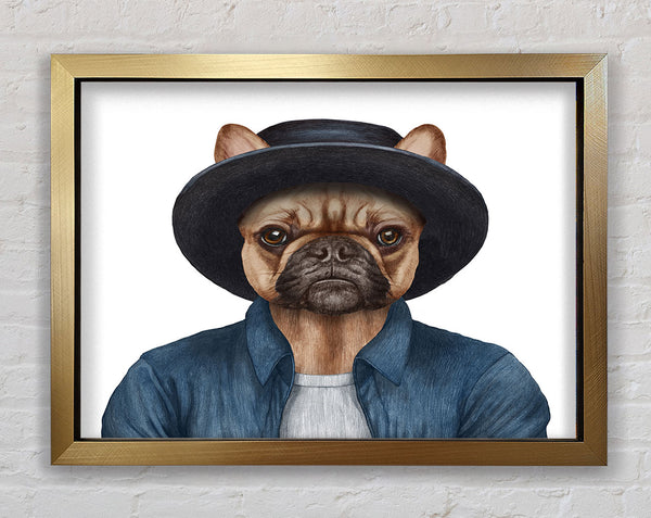 French Bulldog Hat Dog Framed Print