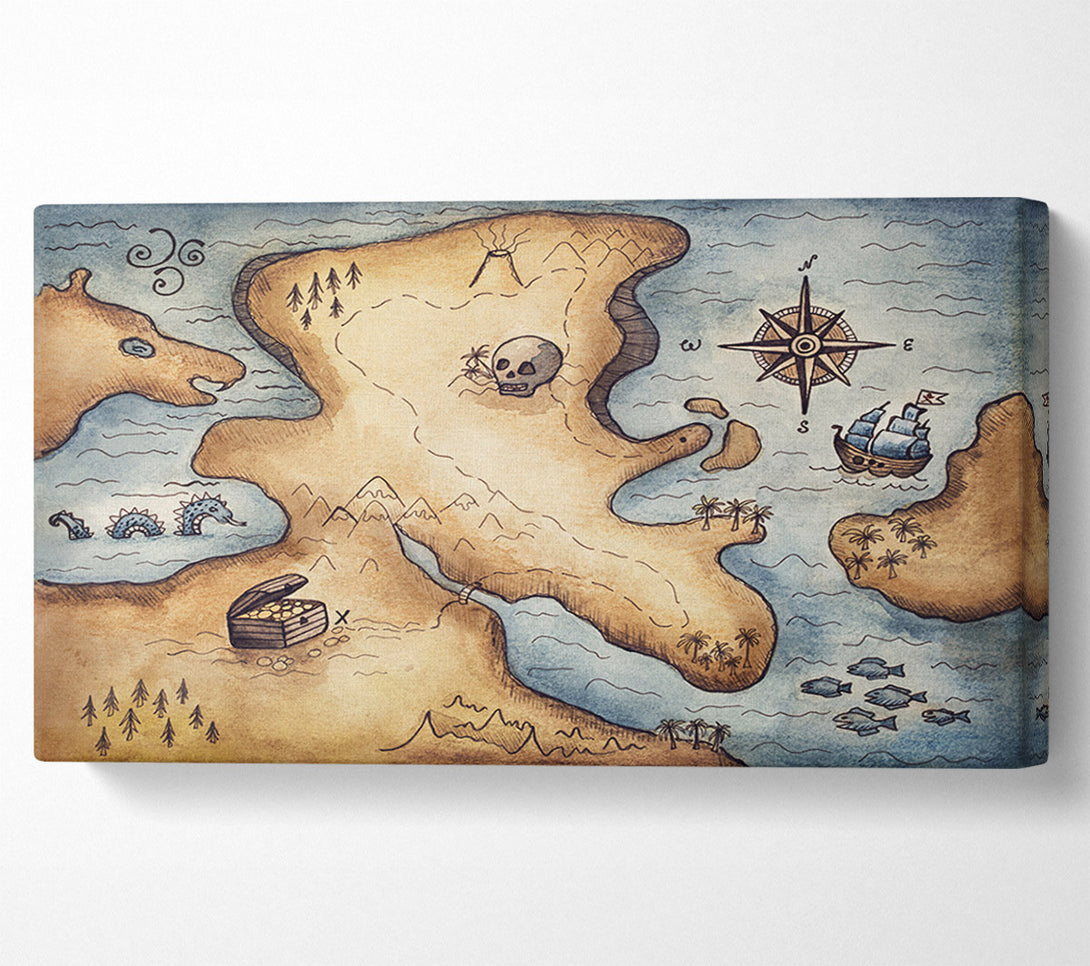  A Canvas Print of Pirate Treasure Map Canvas Art