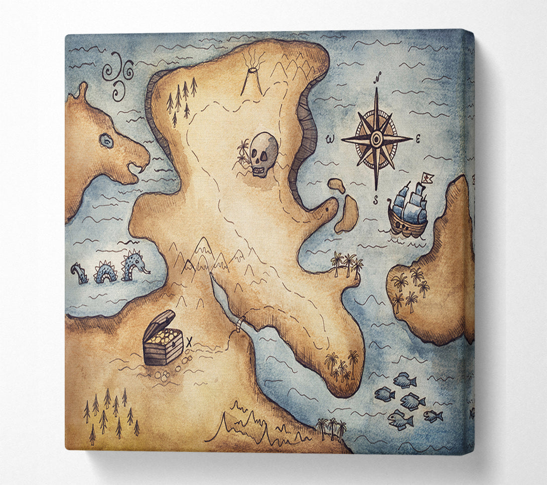 A Canvas Print of Pirate Treasure Map Canvas Art