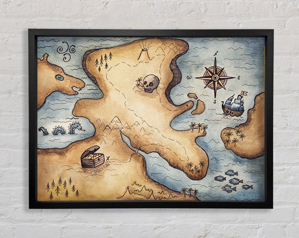 Pirate Treasure Map Framed Print
