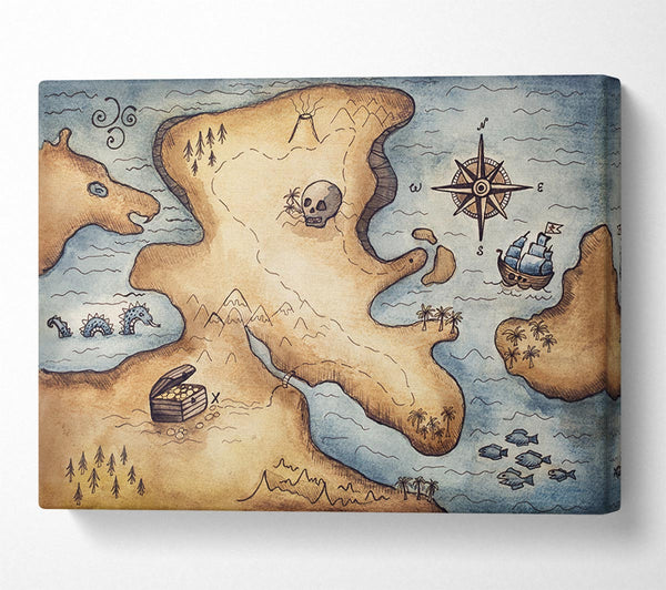  A Canvas Print of Pirate Treasure Map Canvas Art