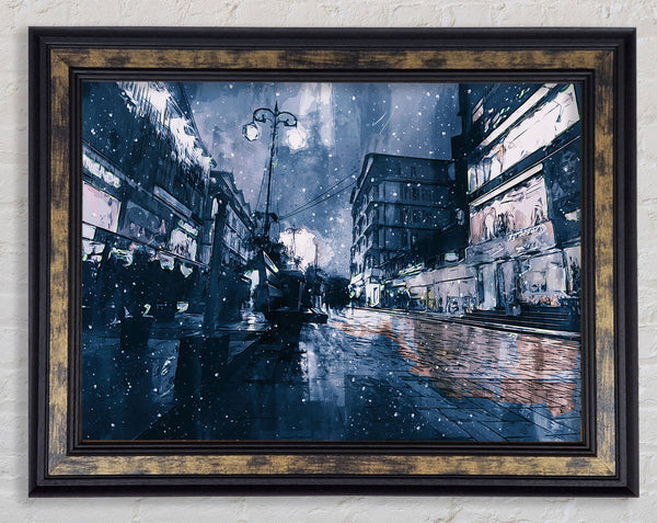 The Night Darkened Street Framed Print