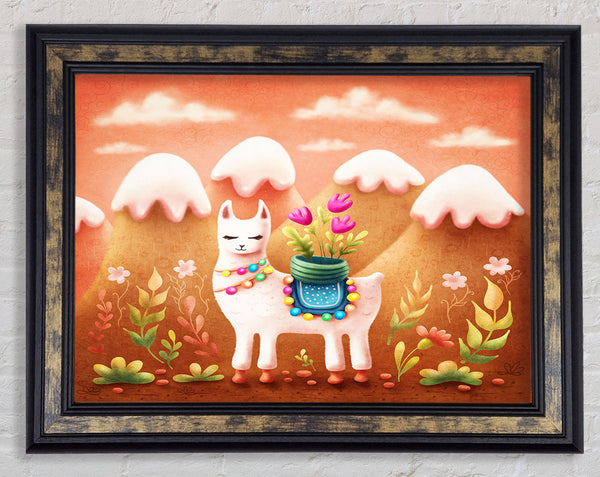 Llama In The Hilltop Framed Print