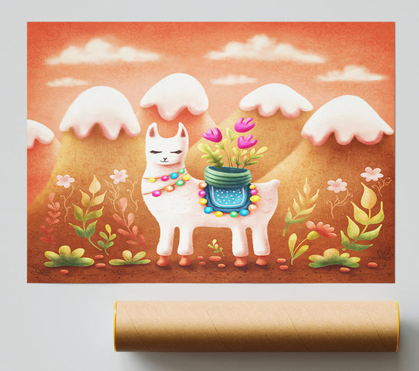 Llama In The Hilltop Print