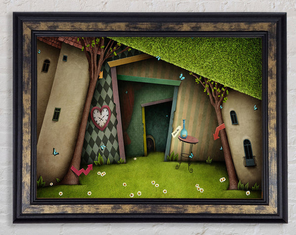 Alice In Wonderland The Small Door Framed Print