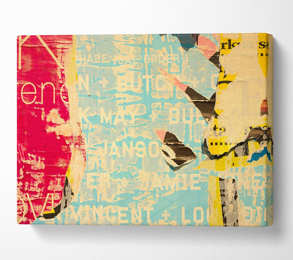  A Canvas Print of Abstract Textured Text Canvas Art
