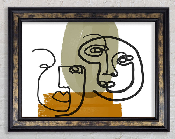 Two Abstract Line Drawing Faces Framed Print