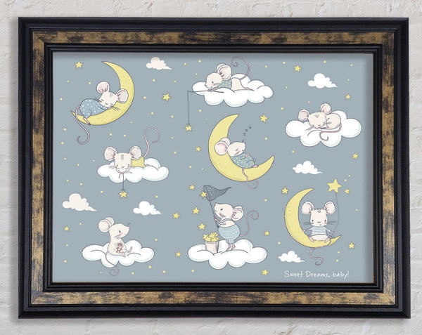 Three Moon Mice Framed Print