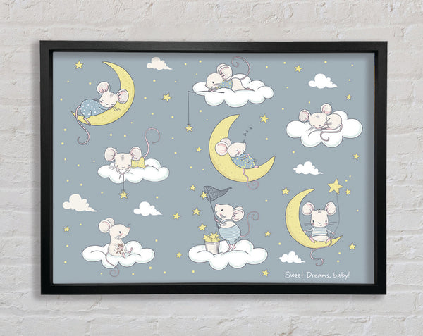 Three Moon Mice Framed Print
