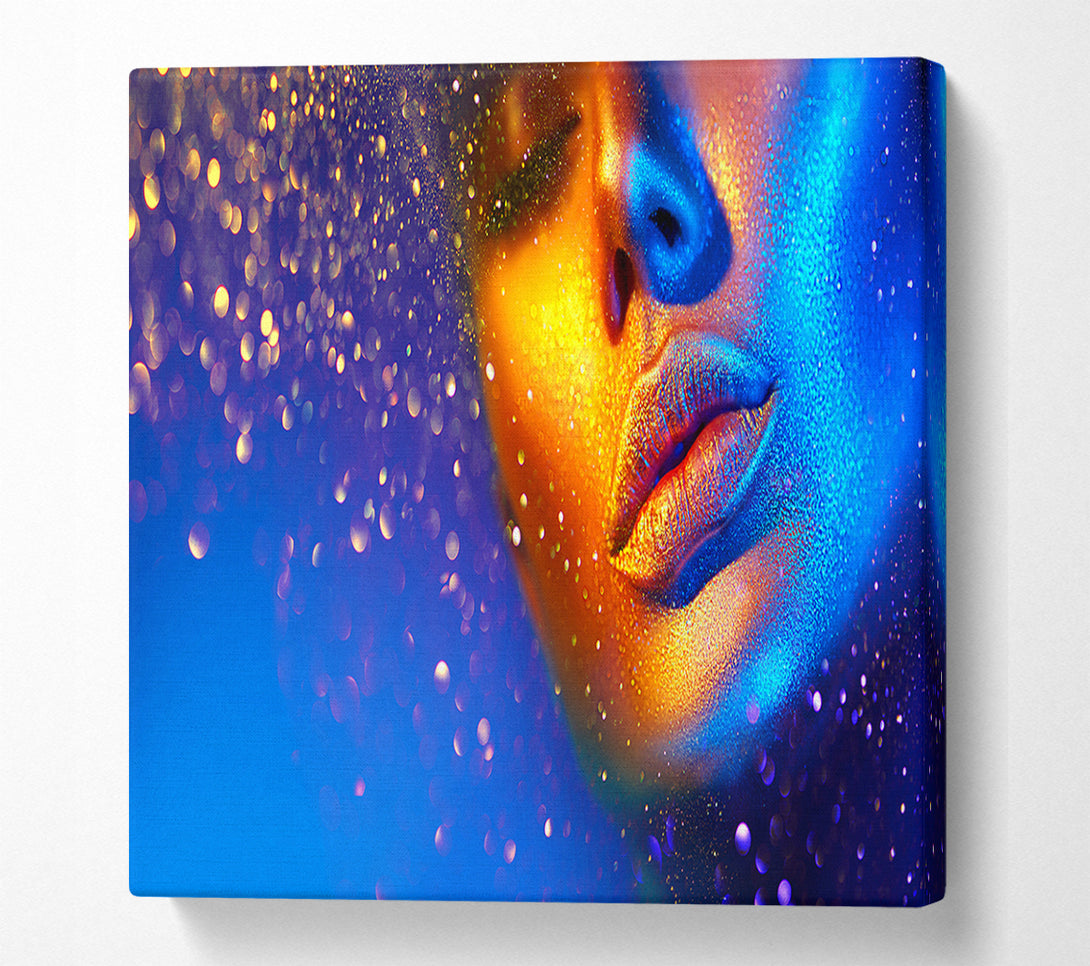  A Canvas Print of Gold And Blue Face Canvas Wall Art