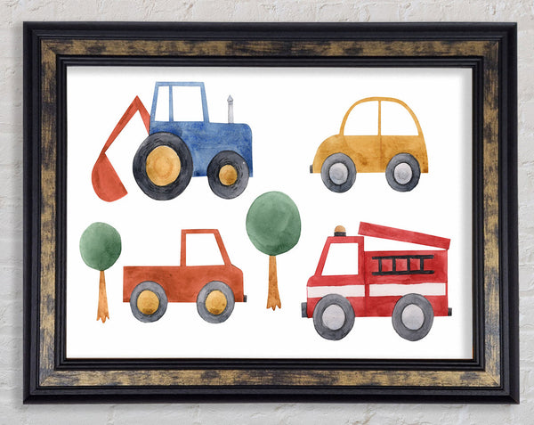 Childrens Vehicle Collection Framed Print