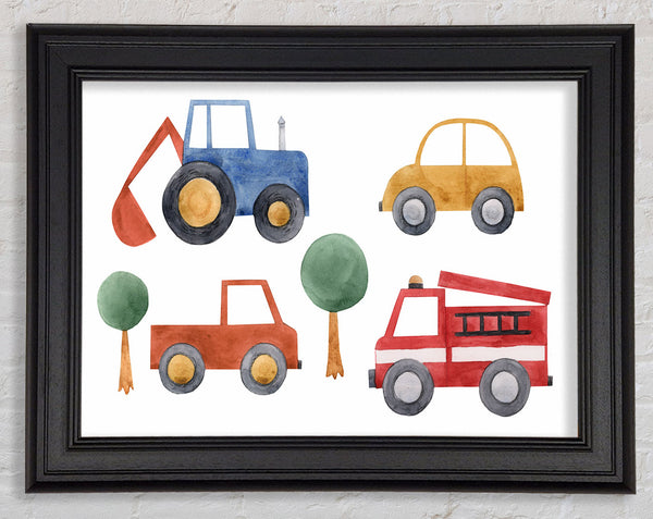 Childrens Vehicle Collection Framed Print