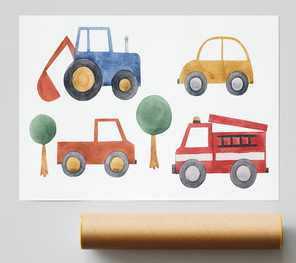 Childrens Vehicle Collection Giclee Print
