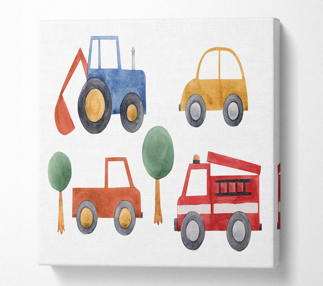  A Canvas Print of Childrens Vehicle Collection Canvas Art