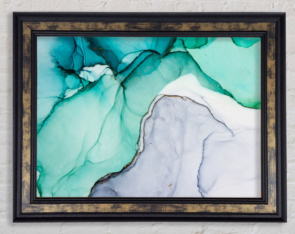 Flow Of Green To Blue Liquid Framed Print