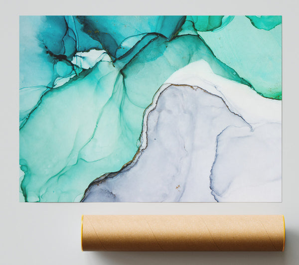 Flow Of Green To Blue Liquid Print