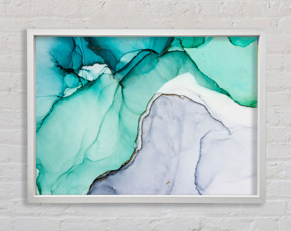 Flow Of Green To Blue Liquid Framed Print