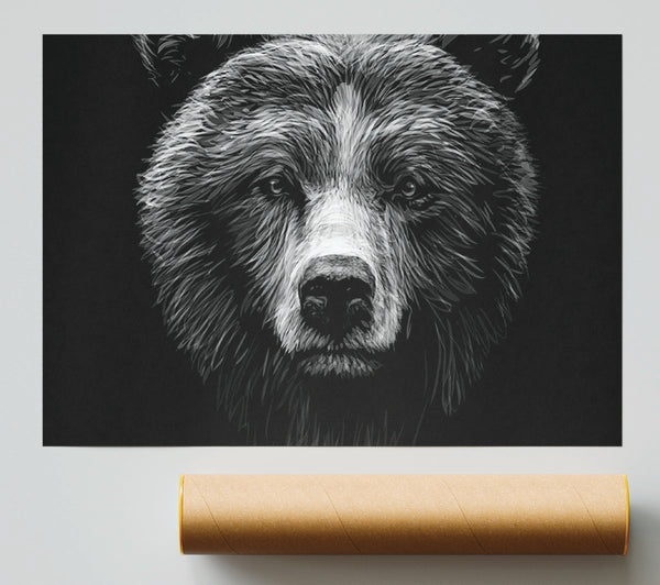 Black And White Bear Face Print