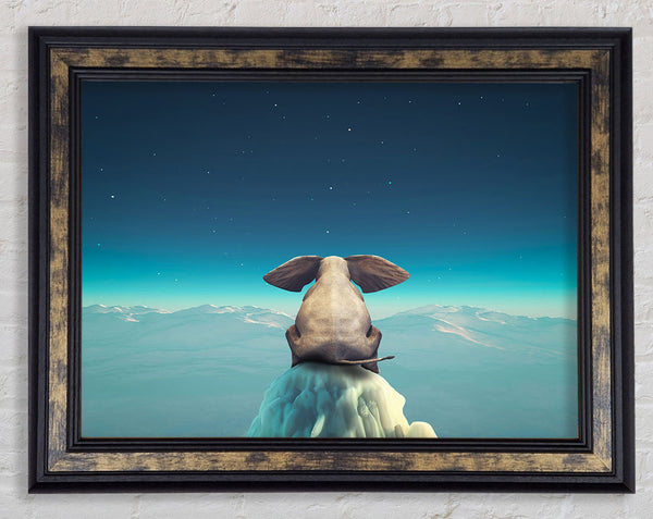 Elephant On A Cliff Framed Print