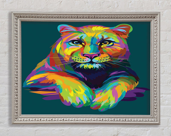 Colourful Mountain Lion Framed Print