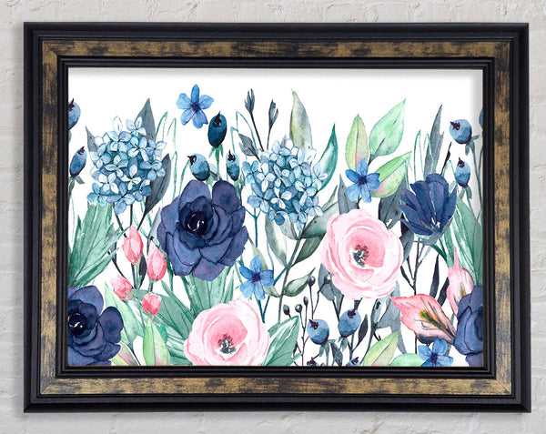 Pastel British Flowers Framed Print