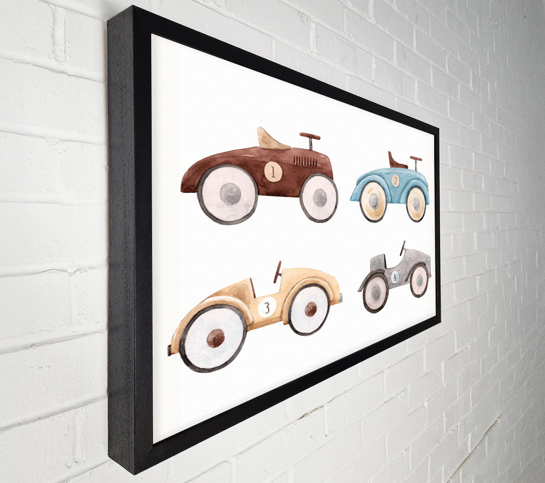 A Canvas Print of Retro Ride On Cars Canvas Art