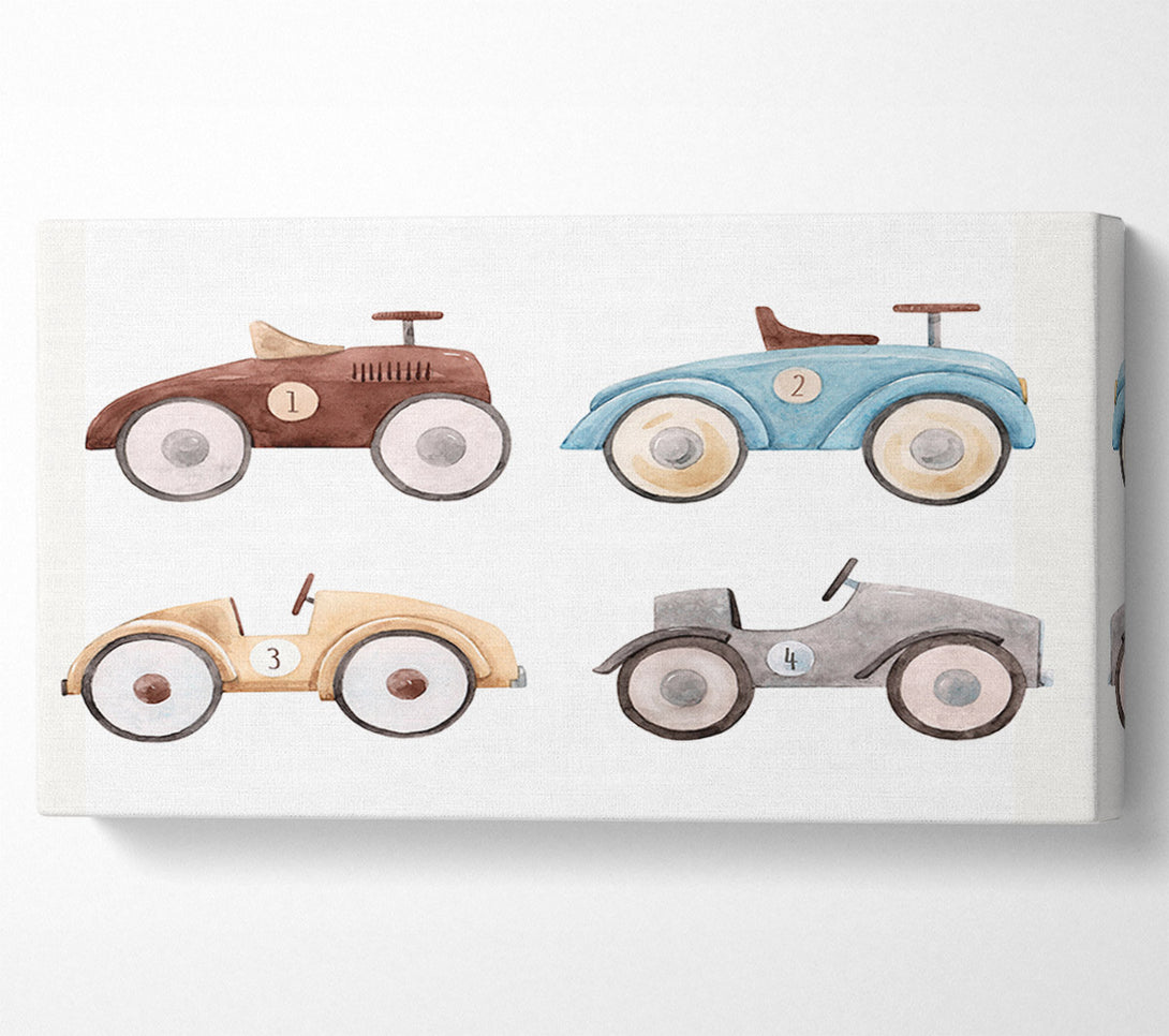  A Canvas Print of Retro Ride On Cars Canvas Art