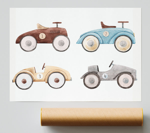 Retro Ride On Cars Print