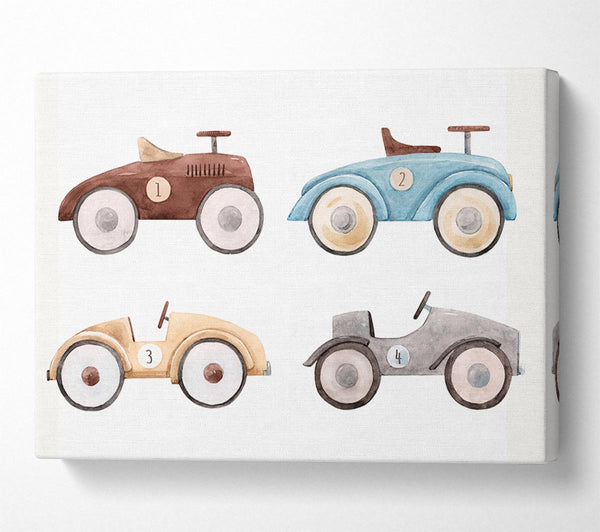  A Canvas Print of Retro Ride On Cars Canvas Art
