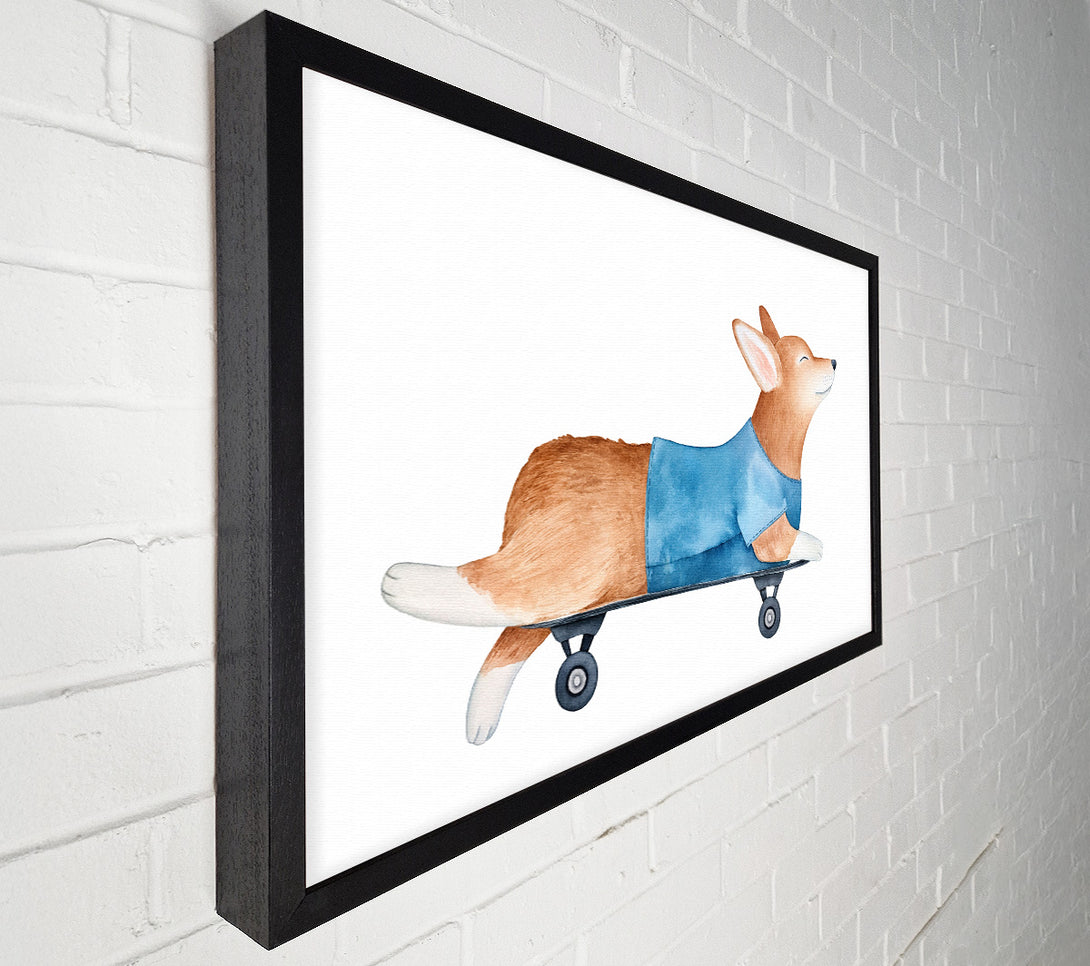  A Canvas Print of Corgi On A Skateboard Canvas Wall Art