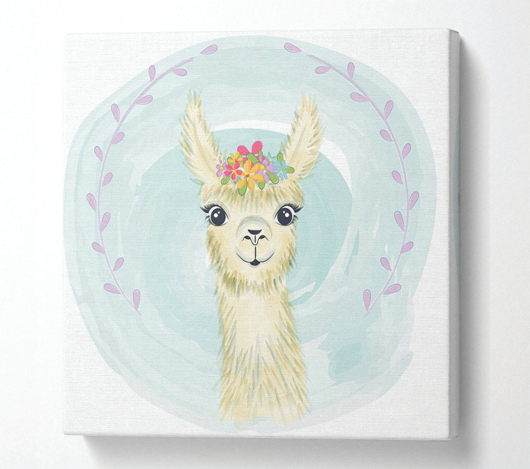  A Canvas Print of Llama Floral Head Canvas Art