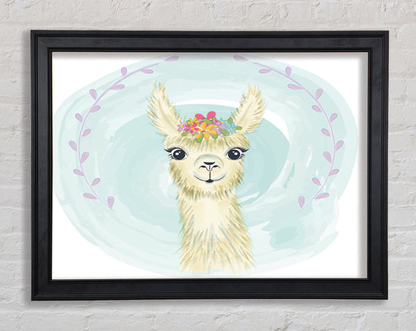 Llama Floral Head Framed Print