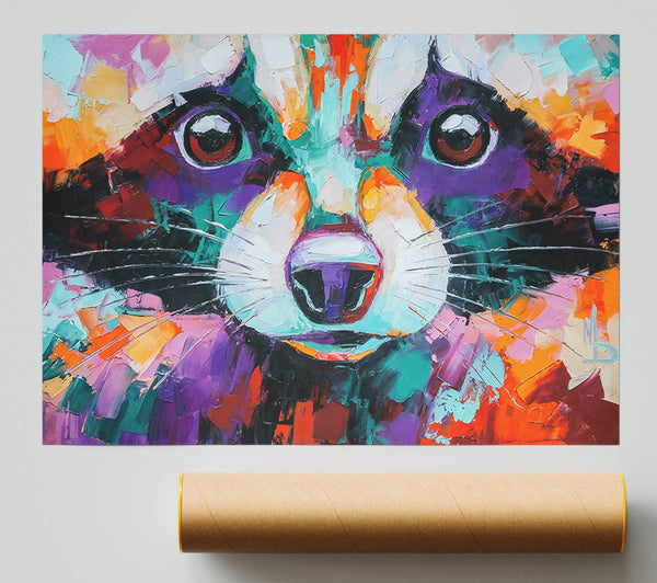 Racoon Vivid Face Print