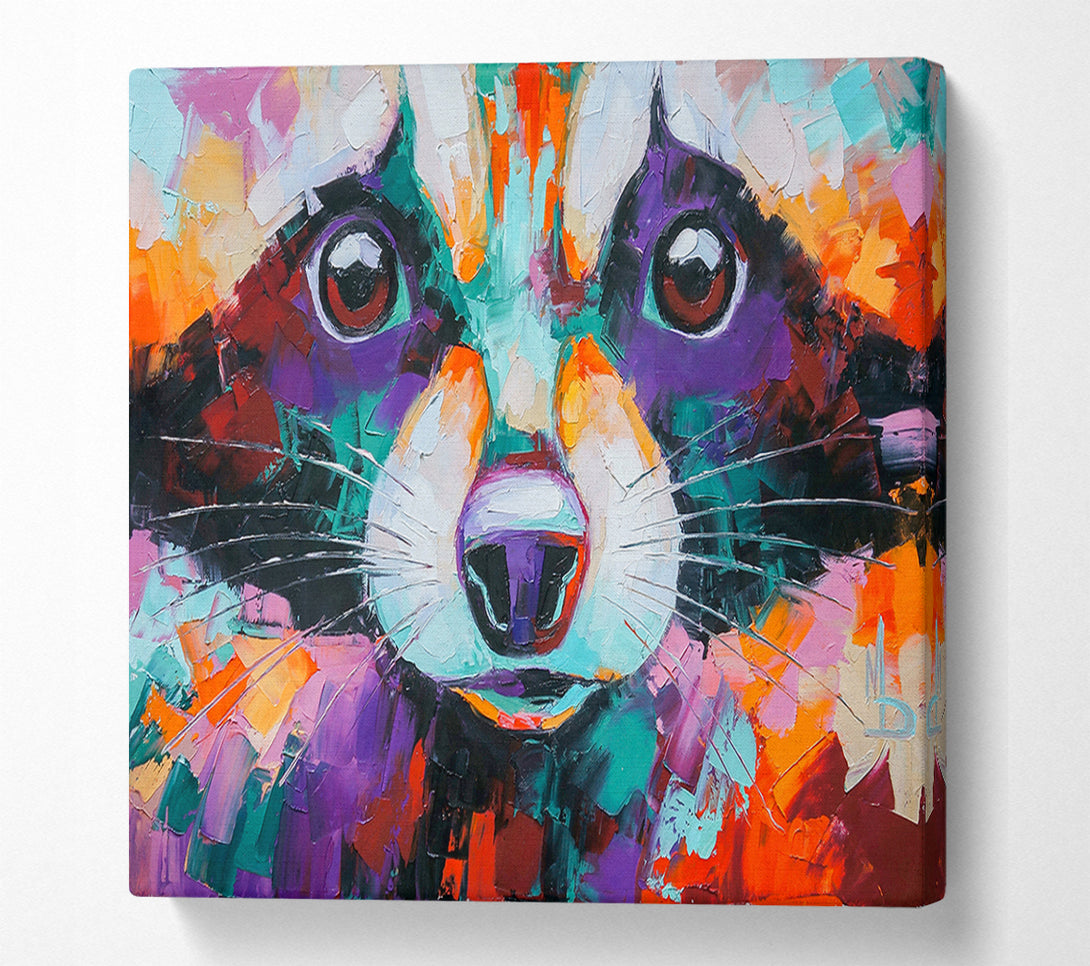  A Canvas Print of Racoon Vivid Face Canvas Art