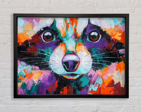 Racoon Vivid Face Framed Print