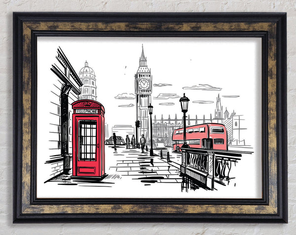 Sketchy London Town Framed Print