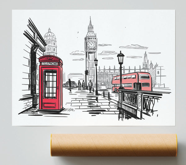 Sketchy London Town Giclee Print