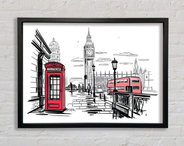 Sketchy London Town Framed Print