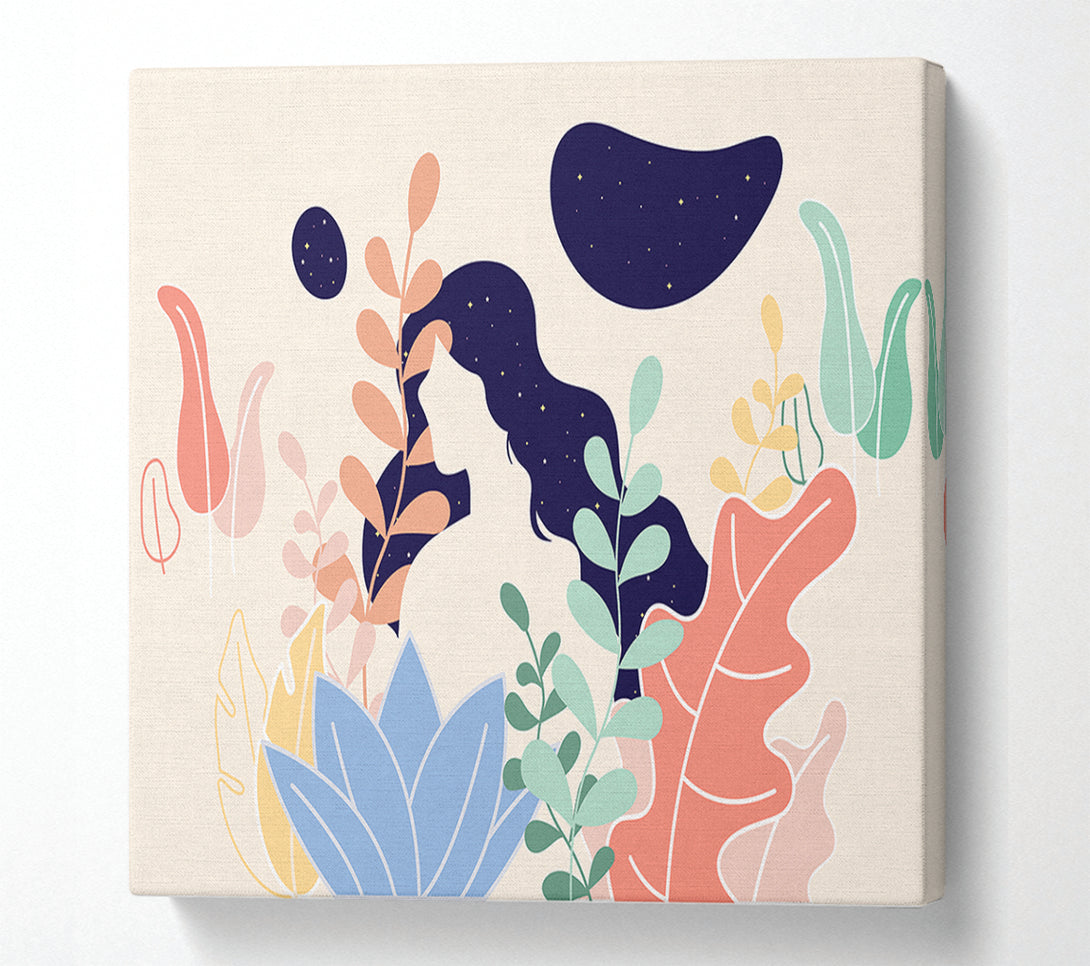  A Canvas Print of Modern Woman And Shapes Canvas Print