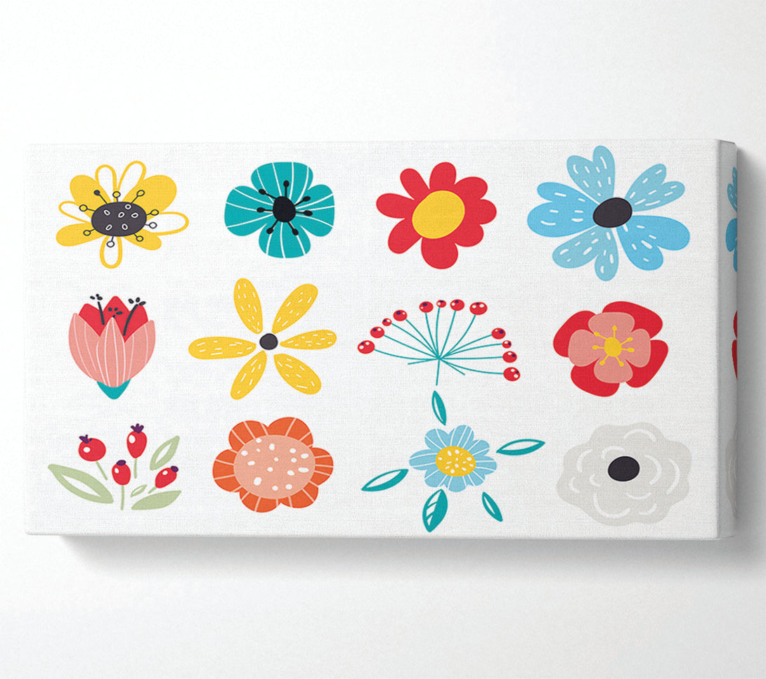  A Canvas Print of Twelve Summer Flowers Canvas Art