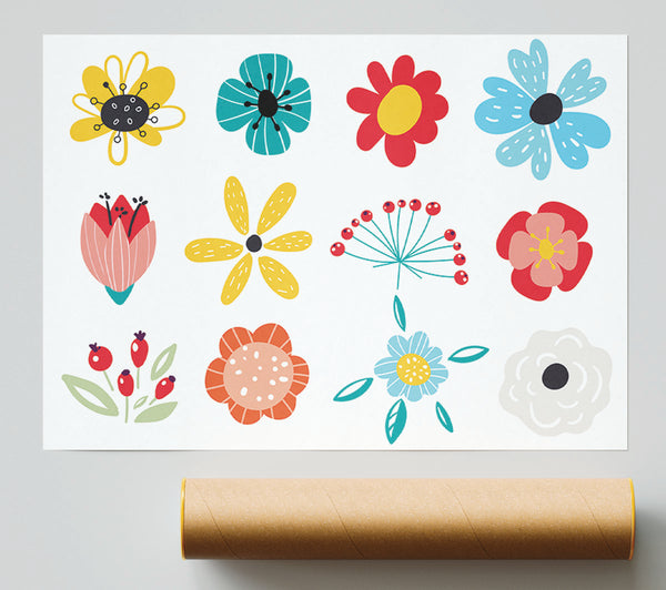Twelve Summer Flowers Print