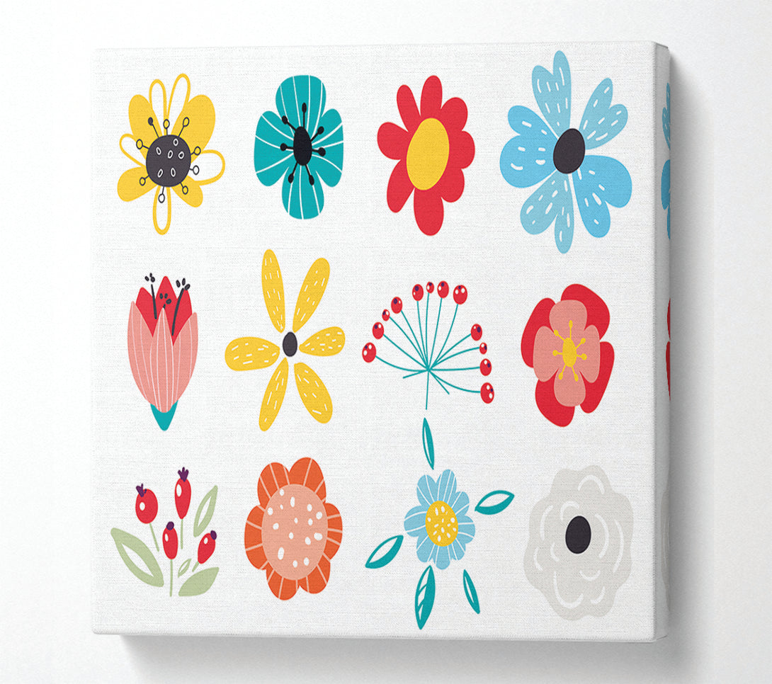  A Canvas Print of Twelve Summer Flowers Canvas Art